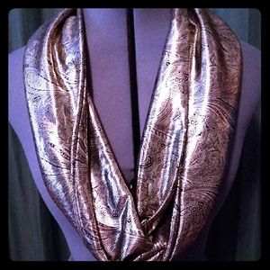 Gold and black silky infinity scarf